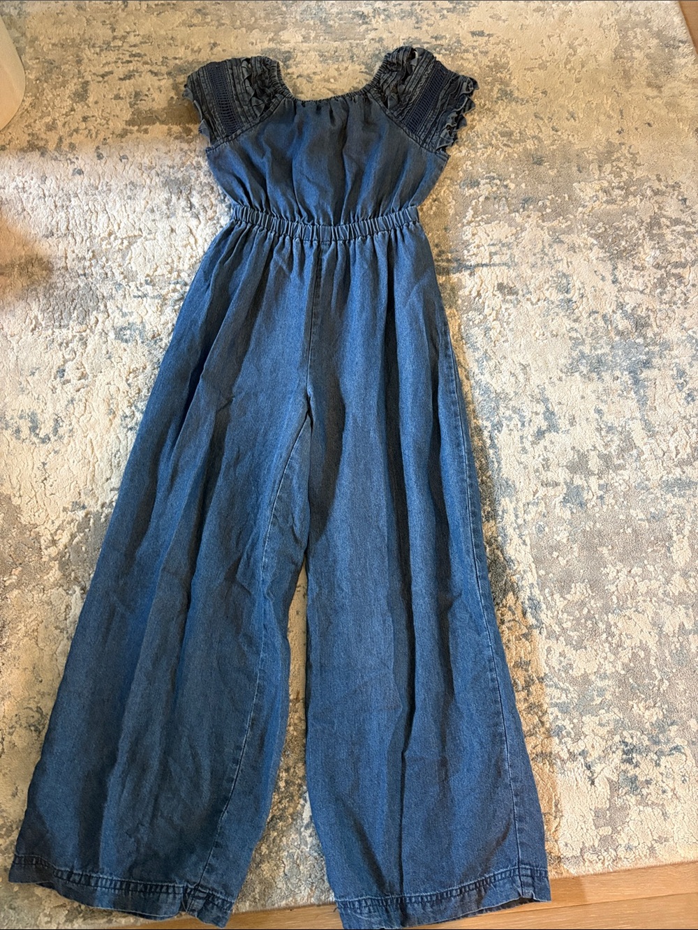 Habitual Girls Size 7/8 Denim Wide-Leg One-Piece Jumpsuit.